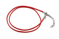 Основа для кулона или колье Шнур вощеный с карабином 1,5мм х 43см + 5см цепочка, цвет красный, 34-030, 1шт