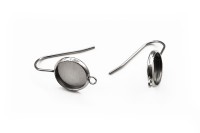 Основа для серег под кабошон 23х12х2мм, лоток 10мм, цвет стальной, хирургическая сталь, 21-624, 1 пара