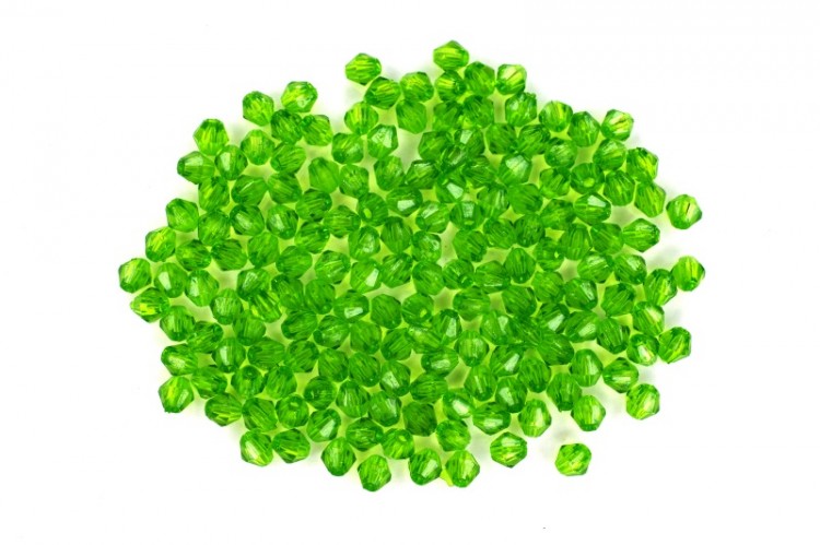 Бусины акриловые Биконус 4х4мм, цвет зеленый прозрачный, 540-323, 10г (около 210шт) Бусины акриловые Биконус 4х4мм, цвет зеленый прозрачный, 540-323, 10г (около 210шт)