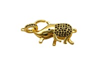 Замок-карабин Слон 25х15х6мм, отверстие 1,5мм, цвет золото, латунь/цирконий, 07-104, 1шт