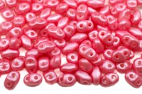 Бусины MiniDuo 2х4мм, отверстие 0,7мм, цвет 02010/24004 розовый непрозрачный жемчужный, 707-030, 5г (около 115шт)