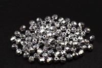 Бусины граненые Firepolish 4мм, отверстие 0,8мм, цвет 27000 серебро, 714-007, 10шт