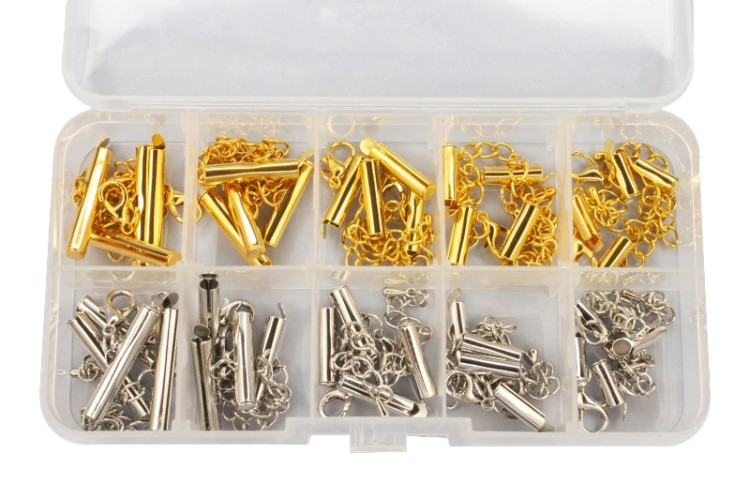 Набор концевиков зажимов для браслетов, цвет золото/платина, 01-01-14, 1уп Набор концевиков зажимов для браслетов, цвет золото/платина, 01-01-14, 1уп