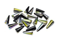 Бусины Spike beads 13х5мм, отверстие 0,8мм, цвет 23980/28101 черный/витраж, 757-006, 10г (около 22шт)