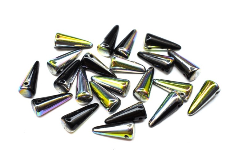 Бусины Spike beads 13х5мм, отверстие 0,8мм, цвет 23980/28101 черный/витраж, 757-006, 10г (около 22шт) Бусины Spike beads 13х5мм, отверстие 0,8мм, цвет 23980/28101 черный/витраж, 757-006, 10г (около 22шт)