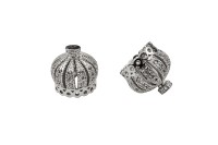 Концевик Корона 11х11мм, внутренний диаметр 7,5мм, отверстие 1мм, цвет платина, латунь/стразы цирконий, 01-362, 2шт