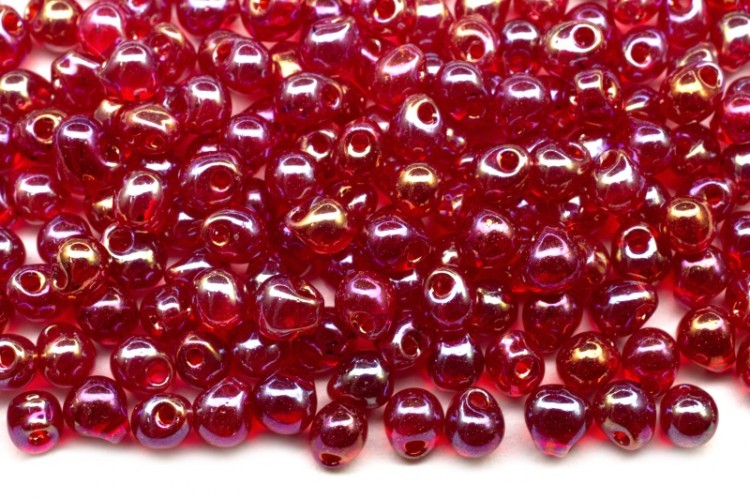 Бисер MIYUKI Drops 3,4мм #0254 красный, радужный прозрачный, 10 грамм Бисер MIYUKI Drops 3,4мм #0254 красный, радужный прозрачный, 10 грамм