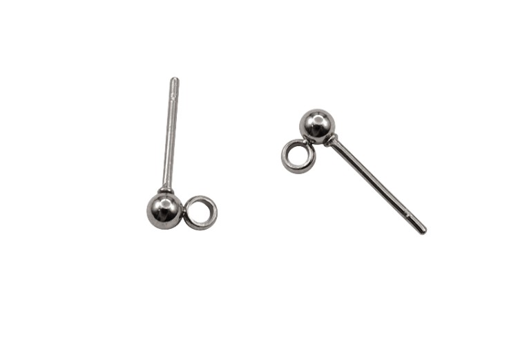 Гвоздики основы для серег Шарики 16х7х4х0,8мм, петелька 1мм, цвет стальной, хирургическая сталь, 21-072, 1 пара Гвоздики основы для серег Шарики 16х7х4х0,8мм, петелька 1мм, цвет стальной, хирургическая сталь, 21-072, 1 пара