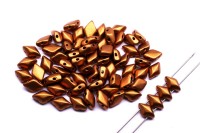 Бусины GemDuo 8х5мм, отверстие 0,8мм, цвет 00030/01740 золотистая бронза матовый металлик, 709-001, 10г (около 64шт)