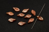 Бусина Листочек 12х6х3мм, цвет 02010/29123 коричневый, непрозрачная, 735-152, 10шт
