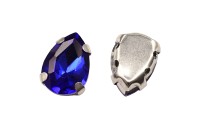 Кристалл Капля 10х7мм пришивной в оправе, цвет синий, стекло, 43-135, 2шт