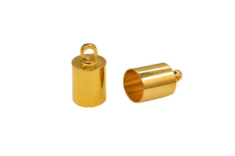 Концевик 10х5мм, внутренний диаметр 4,8мм, отверстие 1,5мм, цвет золото, латунь, 01-148, 4шт Концевик 10х5мм, внутренний диаметр 4,8мм, отверстие 1,5мм, цвет золото, латунь, 01-148, 4шт