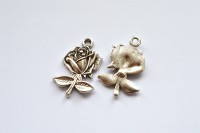 ОПТ Подвеска Роза 26х17х3мм, отверстие 1,5мм, цвет античное серебро, сплав металлов, опт-22-028, 25шт