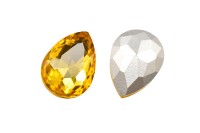 Кристалл Капля 18х13мм, цвет желтый, стекло, 26-077, 2шт