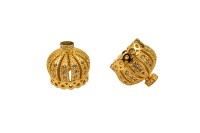 Концевик Корона 11х11мм, внутренний диаметр 7,5мм, отверстие 1мм, цвет золото, латунь/стразы цирконий, 01-361, 2шт