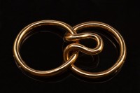 LUX Замок-крючок на 6 нитей 26х27х8мм, петелька 22х21х3мм, отверстие 1мм, цвет золото, латунь, 09-032, 1 комплект