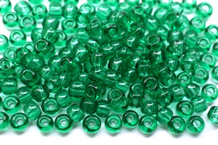 Бисер японский TOHO круглый 6/0 #0072 зеленое стекло, прозрачный, 10 грамм Бисер японский TOHO круглый 6/0 #0072 зеленое стекло, прозрачный, 10 грамм