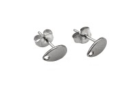 Гвоздики основы для серег 8х5х0,8мм с заглушкой, отверстие 1мм, цвет стальной, хирургическая сталь, 21-071, 1 пара