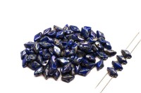 Бусины GemDuo 8х5мм, отверстие 0,8мм, цвет 33050/43400 синий Пикассо глянцевый, 709-142, 10г (около 64шт)