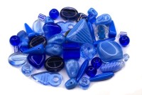 Бусины МИКС №190 Preciosa, синяя гамма, стеклянные, 25г (около 22шт)