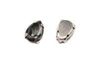 Кристалл Капля 10х7мм пришивной в оправе, цвет серый, стекло, 43-125, 2шт