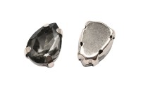 Кристалл Капля 10х7мм пришивной в оправе, цвет серый, стекло, 43-125, 2шт