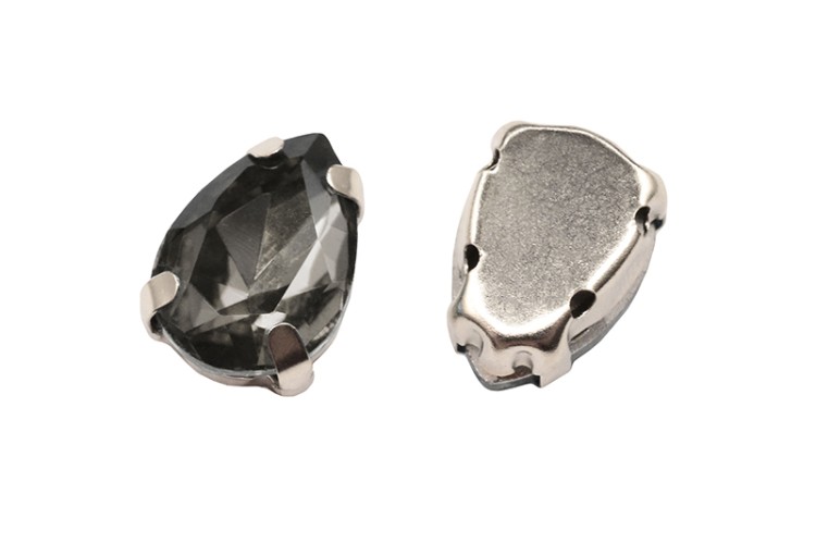 Кристалл Капля 10х7мм пришивной в оправе, цвет серый, стекло, 43-125, 2шт Кристалл Капля 10х7мм пришивной в оправе, цвет серый, стекло, 43-125, 2шт