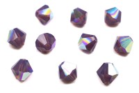 Бусины биконусы хрустальные 6мм, цвет AMETHYST OPAL AB, 747-014, 10шт