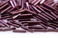 Бисер японский TOHO Bugle стеклярус 9мм #0026С аметист, серебряная линия внутри, 5 грамм