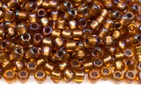 Бисер японский TOHO круглый 6/0 #0278 топаз, золотая линия внутри, 10 грамм
