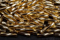 Бисер японский Miyuki Twisted Bugle 2,7х12мм #0003 золото, серебряная линия внутри, 10 грамм