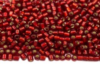 Бисер японский TOHO круглый 11/0 #0025CF рубин матовый, серебряная линия внутри, 10 грамм