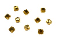 Шатоны Preciosa Maxima 3,2мм в оправе, цвет crystal DF Monte Carlo/gold, 63-229, 10шт