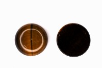 Кабошон круглый 25х6мм, Тигровый глаз, цвет коричневый с прожилками, 2002-002, 1шт