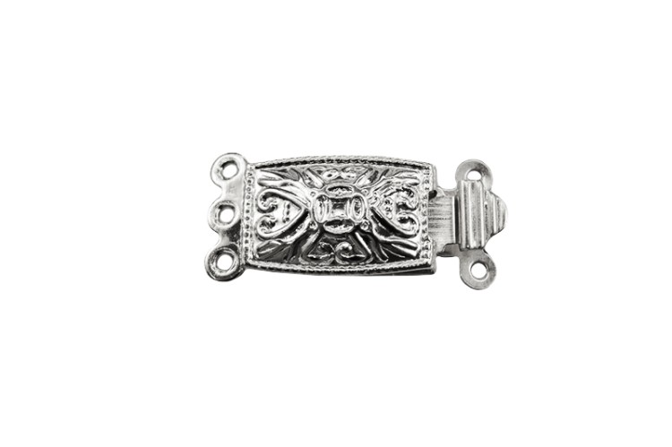 Замок-защелка на 3 нити Прямоугольный 20х10х5мм, отверстие 1мм, цвет серебро, латунь, покрытие серебро, 06-070, 1шт Замок-защелка на 3 нити Прямоугольный 20х10х5мм, отверстие 1мм, цвет серебро, латунь, покрытие серебро, 06-070, 1шт