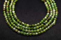 Бусина Агат природный круглая граненая 4мм, отверстие 1мм, цвет зеленый, полупрозрачная, 541-020, 10шт