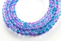 Бусина круглая с эффектом кракле, диаметр 6мм, отверстие 1мм, цвет розовый/голубой, 550-048, 10шт