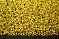 Бисер японский TOHO круглый 8/0 #PF0590 желтое золото, Permanent Finish гальванизированный, 10 грамм
