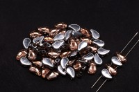 Бусины PaisleyDuo 8х5мм, отверстие 0,8мм, цвет 00030/27102 персик/серебро, 751-057, 10г (около 37шт)