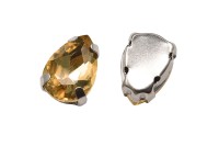 Кристалл Капля 10х7мм пришивной в оправе, цвет светлый топаз, стекло, 43-132, 2шт