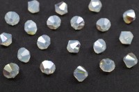 Бусины биконусы хрустальные 4мм, цвет WHITE OPAL GLITTER, 746-128, 20шт