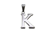 Подвеска-буква K 20х15х1,8мм, отверстие 3х7мм, цвет стальной, хирургическая сталь, 22-519, 1шт