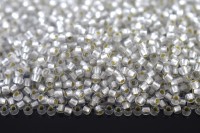 Бисер японский TOHO круглый 11/0 #PF0021F Permanent Finish, хрусталь матовый, серебряная линия внутри, 10 грамм