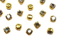 Шатоны Preciosa Maxima 4мм в оправе, цвет crystal DF Luminous Green/gold, 63-192, 10шт