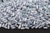 Бисер японский TOHO Bugle стеклярус 3мм #1205 белый/голубой, мраморный непрозрачный, 5 грамм