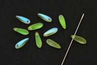 Бусины Dagger beads 11х3мм, отверстие 0,8мм, цвет 50400/28771 Peridot AB, матовый, 736-132, 10шт