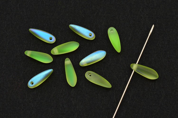Бусины Dagger beads 11х3мм, отверстие 0,8мм, цвет 50400/28771 Peridot AB, матовый, 736-132, 10шт Бусины Dagger beads 11х3мм, отверстие 0,8мм, цвет 50400/28771 Peridot AB, матовый, 736-132, 10шт