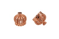 Концевик Корона 11,5х11мм, внутренний диаметр 7,5мм, отверстие 1мм, цвет розовое золото, латунь/стразы цирконий, 01-356, 2шт