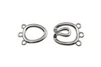 Замок-крючок на 3 нити 22х18х5мм, петелька 21х16х2мм, отверстие 2мм, цвет платина, латунь, 09-031, 1 комплект