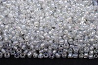 Бисер китайский круглый размер 12/0, цвет 0201 прозрачный, белая линия внутри, радужный, 450г